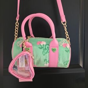 Juicy Couture Pink & Mint Floral Barrel Bag with Coin Pouch